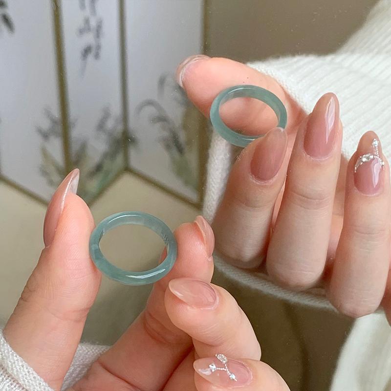 ピンキーリング レディース 白州 吉 蘇 歓 片才 女性用 翡翠 リング 軽量 高級 高級 翡翠 ニッチ デザイン テール リング ペア リング
