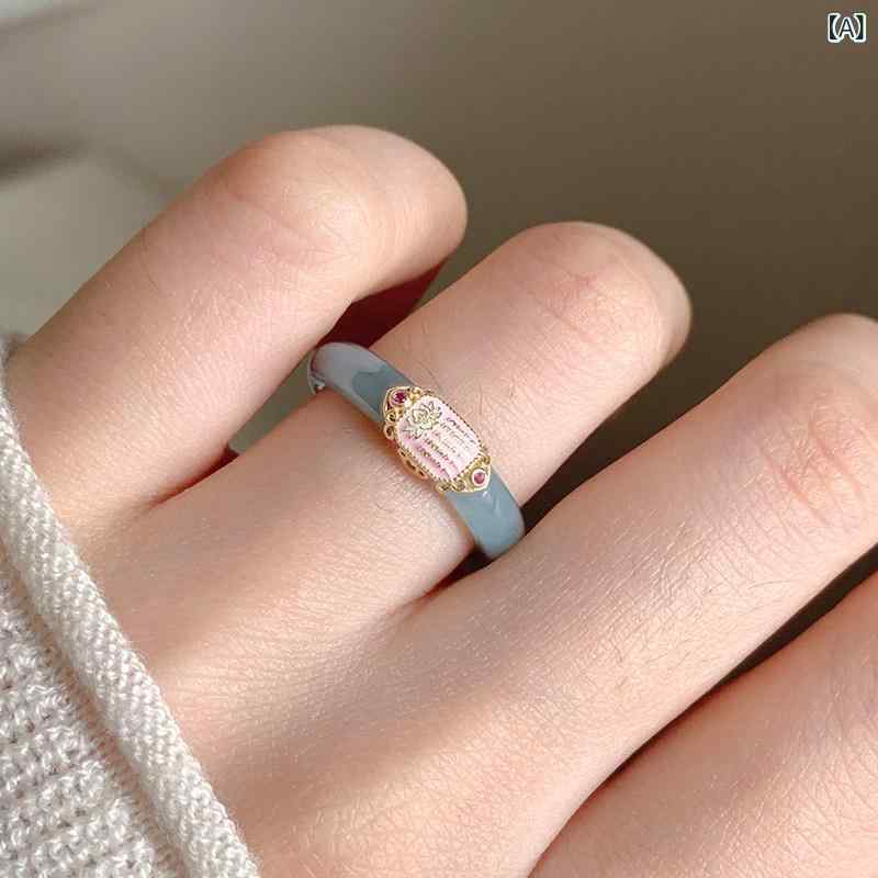 ピンキーリング レディース Baizhuji スターリングシルバー 翡翠 リング 女性用 軽量 高級 ハイ エンド ピン キー リング ニッチ デザイン 翡翠 人差し指 リング カップル リング