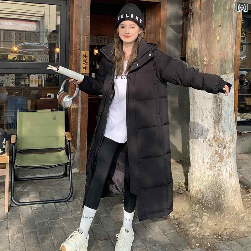 ダウンジャケット レディース 冬用 Yuyan ブラック ダウン ジャケット（ 男女 兼用）、 スーパー ロング、 膝 丈、 厚手、 2024年 冬 新作、 カップル向け、 美術 試験、 京 劇
