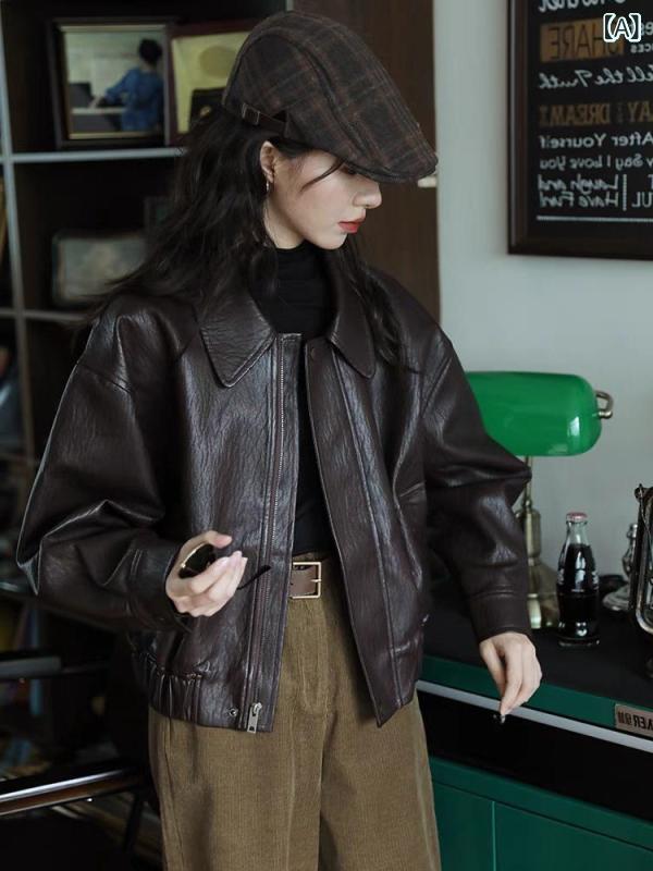 レザージャケットレディース秋冬 アメリカン レトロ PU レザージャケット キルティングジャケット レディース 秋 冬 新作 スモール 香港 スタイル レザージャケット マイ ラード バイク