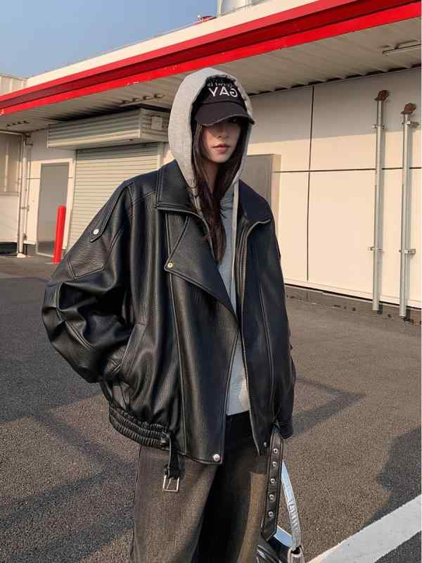 レザージャケットレディース秋冬 2025年 春 新作 ルーズ PU ジャケット レザーコート レディース ユニークで 美しい 今年の 人気の バイクウェア トップス