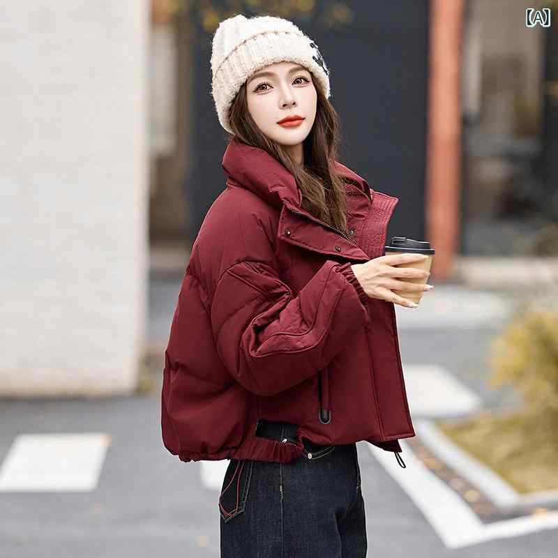 ダウンジャケット レディース アンゴラ レッド ショート ダウン ジャケット レディース、 小さい サイズ、 冬 服、 2024年 新作 韓国 スタイル、 おしゃれな スタンド カラー、 ホワイトダックダウン ジャケット
