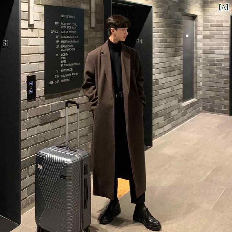 ウールコートメンズ 秋冬 ロング ウール コート メンズ 膝丈 韓国 厚手 ウインドブレーカー ハイエンド 肩パッド入り ウール コート |SEIYUショップ
