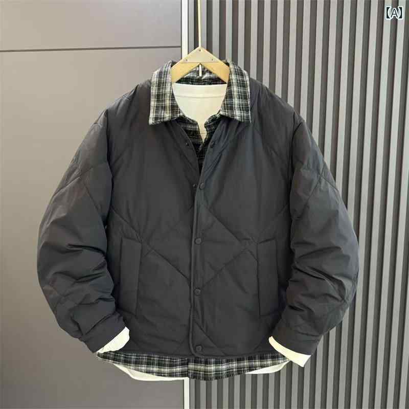 冬用落ち込む上衣 まがい物 背広 ホワイトダックダウン 上衣、 目あたらしい 冬 表現スタイルの メンズ 流行り パッチワーク 心地好い 濫りがわしい ウォーム とっ始め