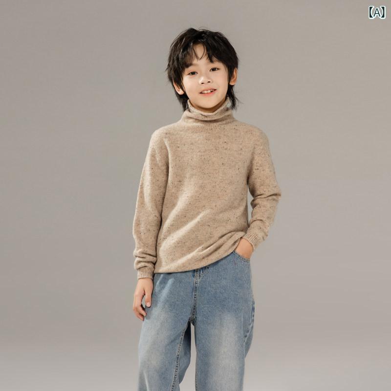 御坊っちゃんスウェーター 今めかしいな タートルネックの 赤ちゃん用 純 羊毛 スウェーター、 秋 冬用に 厚くした、 派手な 水玉 飾りつけの 生あたたかい 編み物 スウェーター、 うしろ帯の タートルネック 軍事基地 スウェーター