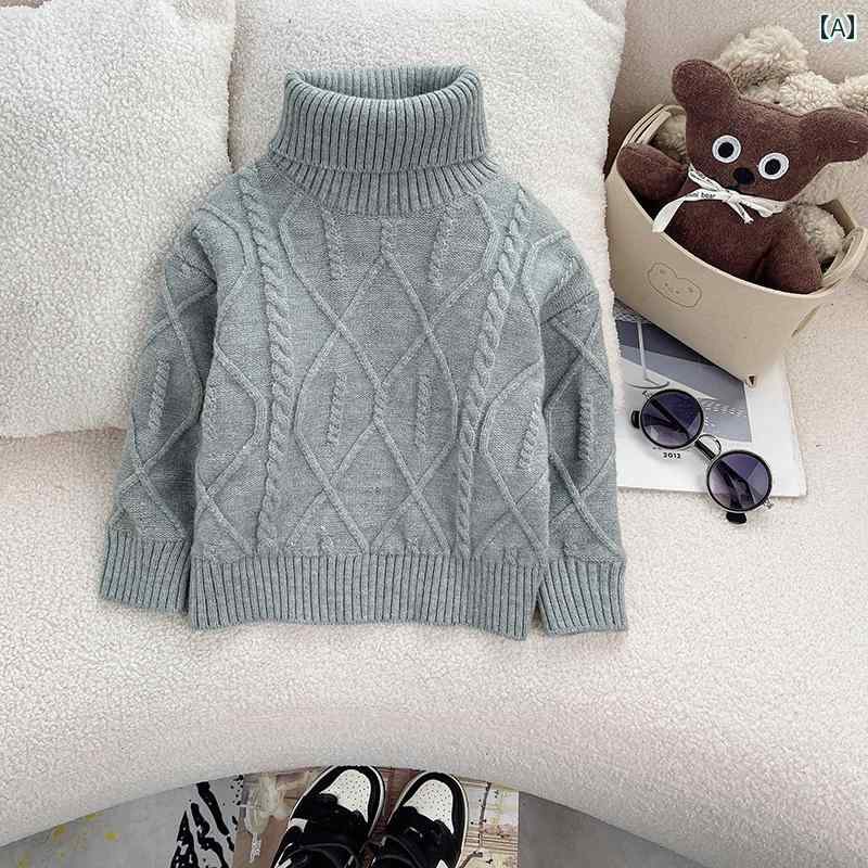 男の子セーター 子供用 タートルネックセーター、 冬の 男の子用 ウール セーター、 ベルベットの 厚みの ある ベビー ニット ボトム セーター、 冬の 男の子用 トップ