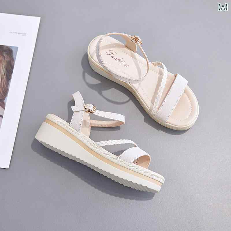 レディースサンダル レディース サンダル 2025年 新作 夏 厚 底 ウェッジ ヒール 妖精 スタイル スカート 付き ファッション フラットソール レディース アウター サンダル