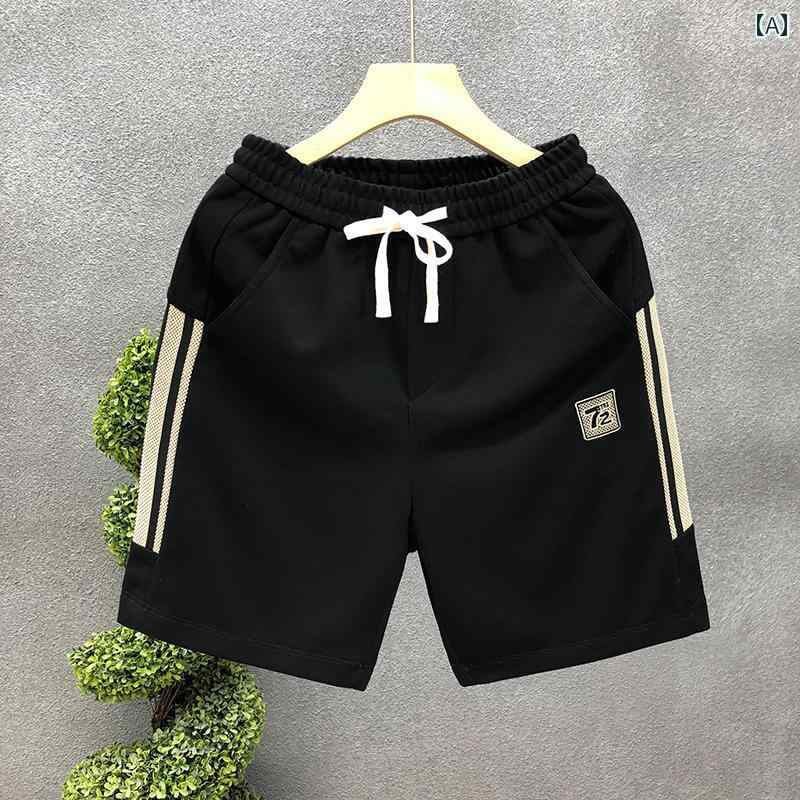 メンズショートパンツ 黒の 刺繍 カジュアル ショート パンツ メンズ トレンディな 夏の 5 点 パンツ 2024 新しい メンズ トレンディな アウターウェア スウェットパンツ