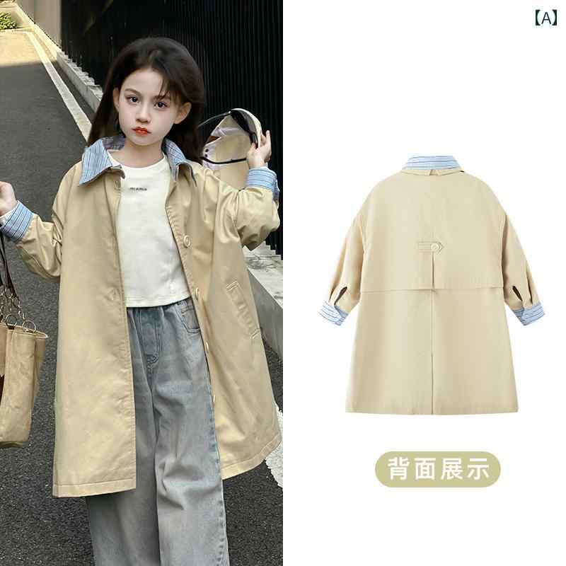 ウインドブレーカージャケット 66 プリンセス 子供 服 女の子 ウィンドブレーカー 2025 新しい 春と 秋の スタイル 韓国 風 レトロ オール マッチ トップ ミドル 丈 コート
