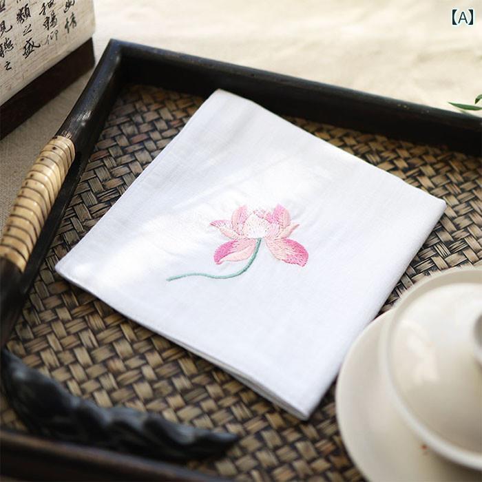 ハンカチ レディース 女性 用 吸 汗 ハンカチ ハンカチ 刺繍入り メンズ ギフト 刺繍入り 二 重層 中国 風 禅 ギフト