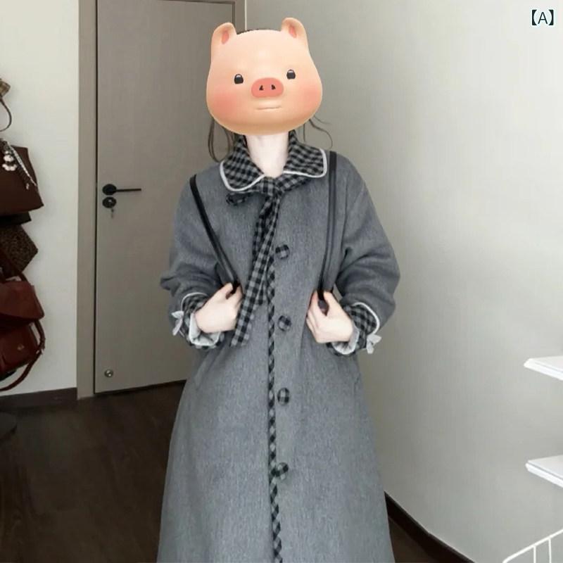 チェック柄ウールコート 韓国. 高級 感. とても 美しい グレーの ウール コート. ミドル 丈. ゆったり フィット 感. チェック 柄の . 女性向け 秋冬 スタイル。｜SEIYUショップ