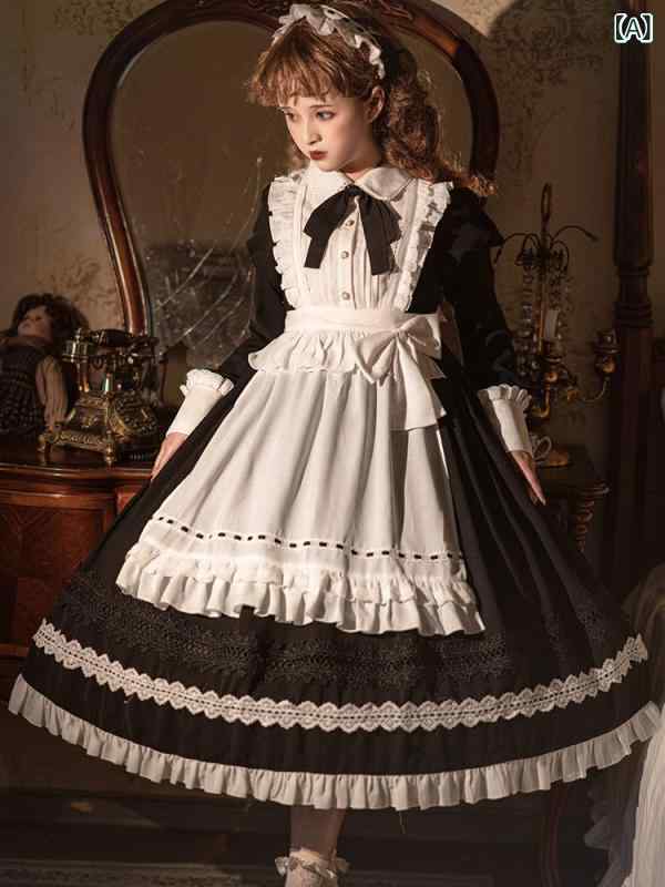 メイドコス スポット オリジナル ロリータ プリンセス 子供用 デイリー ハロウィン 春と 夏の ゴシック ブラック メイド 衣装 クラシックロリータ スカート