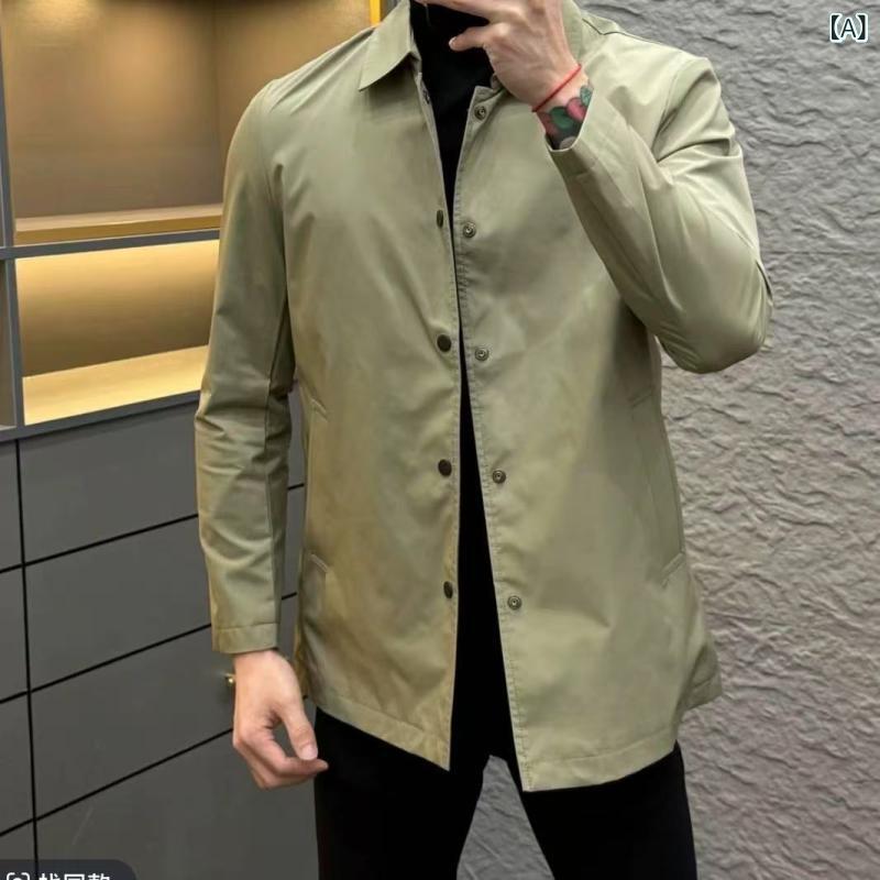 トレンチコート メンズ  分かりやすい 遊撃手丈 御膳上等感 好いたらしい 春 流行り物  合わせ分かりやすい 今めかしい アウター 普段使い走り 軽さ