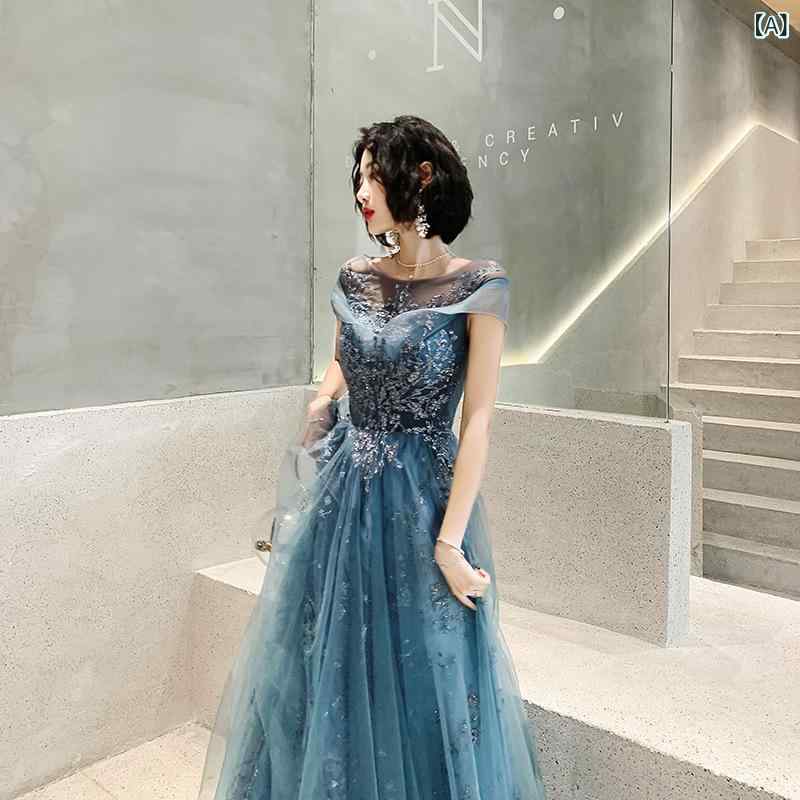 レディース ロングドレス 結婚式 パーティー 司会者用 夢幻 エレガント 豪華刺繍 イブニングドレス フォーマル ウェディング バンケット フェミニン ゴージャス シルク調 軽量 伸縮性