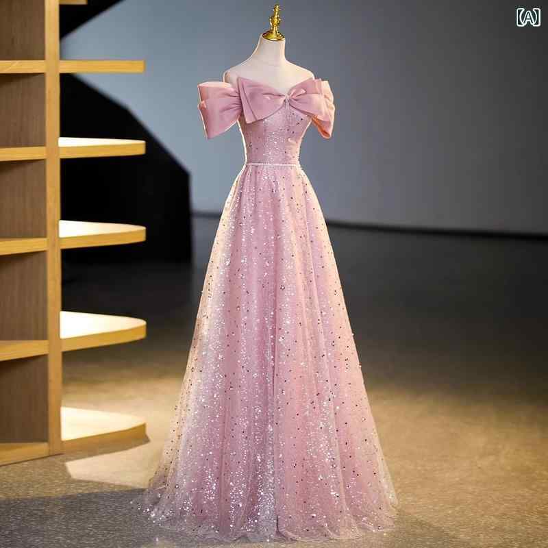 イブニングドレス レディース 秋冬 ステージパフォーマンス用 ピアノ演奏 ソロ歌唱 学生声楽 芸術試験 発表会 フォーマル 女性ホスト イベント対応 ロング丈 シック ブラック系