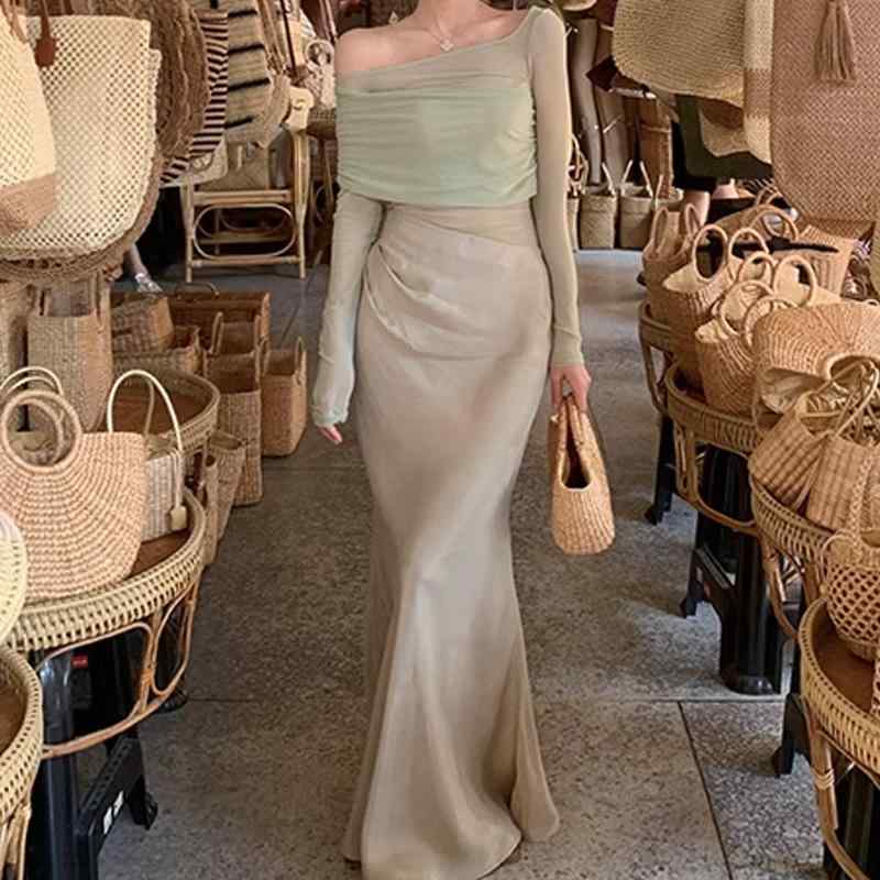 レディース 衣裳 チュール原料品 ロング丈 ご機嫌酉の方角 春夏 分かりやすい 女子らしい 無地 今めかしい 上品さ 口さかしい 通気性 日常使い走り ホンブルグ帽影ぼうし