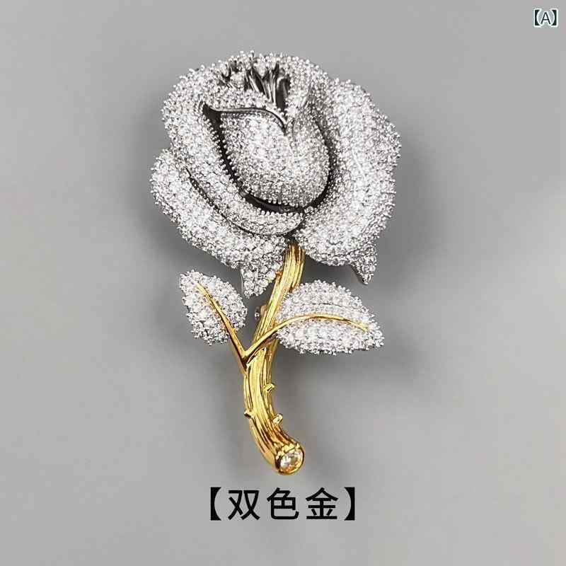 レディース 胸飾り 立体 薔薇 花 画題 御前上等感 酸化ジルコニウム 埋め込み   流行り物 付属物 胸針 別針