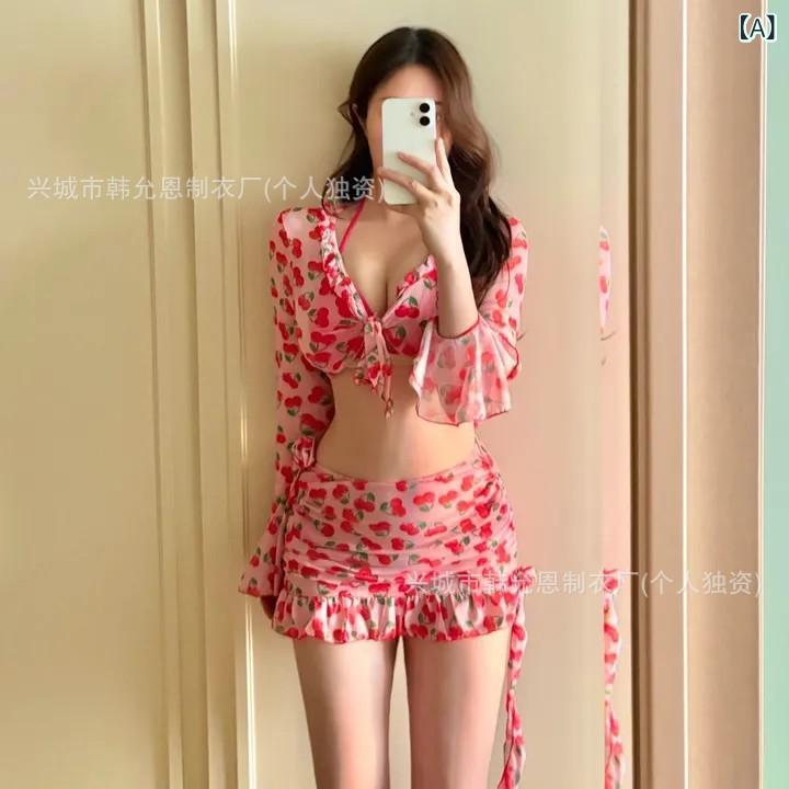 ビキニ水着 レディース セクシー 小胸プッシュアップ 3点セット 巻きスカート セパレート 4点セット ビーチリゾート 温泉 海辺 夏用 吸湿速乾 軽量 ストレッチ素材