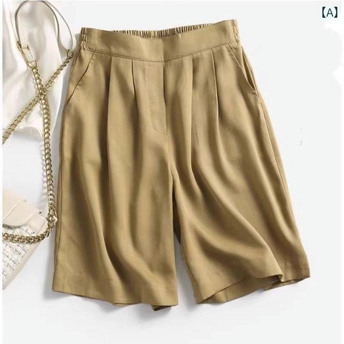 レディース 夏用 ショートパンツ 大きいサイズ ゆったり ハイウエスト ワイドレッグ 細見え カジュアル 落ち感 ゴムウエスト 膝上丈 普段使い ボトムス 伸縮性