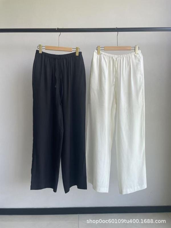 夏用 リネン ワイドレッグパンツ ゆったり 分かりやすい 心地よい 付け汁感 通気性 ドローストリング 単色 引っ切りない 軽さ 口さかしい 普段使い走り 原料品