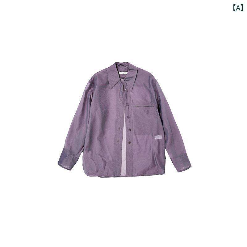ブラウス レディース 透け感 ゆったり 長袖 UVカット 春夏 トップス 軽量 シアー素材 カジュアル 11,676円