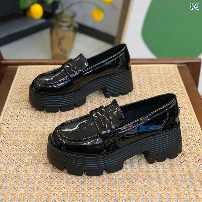 置き目毛皮 レディース 黒いこと 厚底 プラットホーム 秋 ブリティッシュスタイル 脚長成り行き なめし革 木目細かシューズ 学習者コーデ 軽さ 伸縮性 吸湿速乾