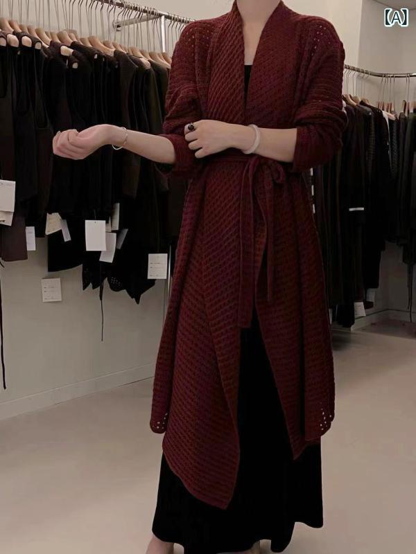 ジレー レディース ロング丈 照明ランプ色つや 絨毛 編み物 酉の方角三尺帯付き添い人 レトロ 韓国 秋 軽さ 情の籠もった 細身影ぼうし 通い 普段使い