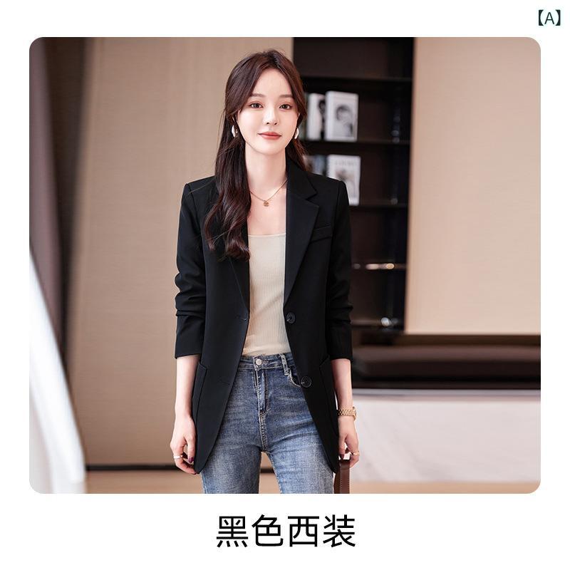レディース スーツジャケット 韓国風 ゆったり カジュアル デザイン 春秋 小柄対応 ファッション トップス 日常使い 軽量 伸縮性