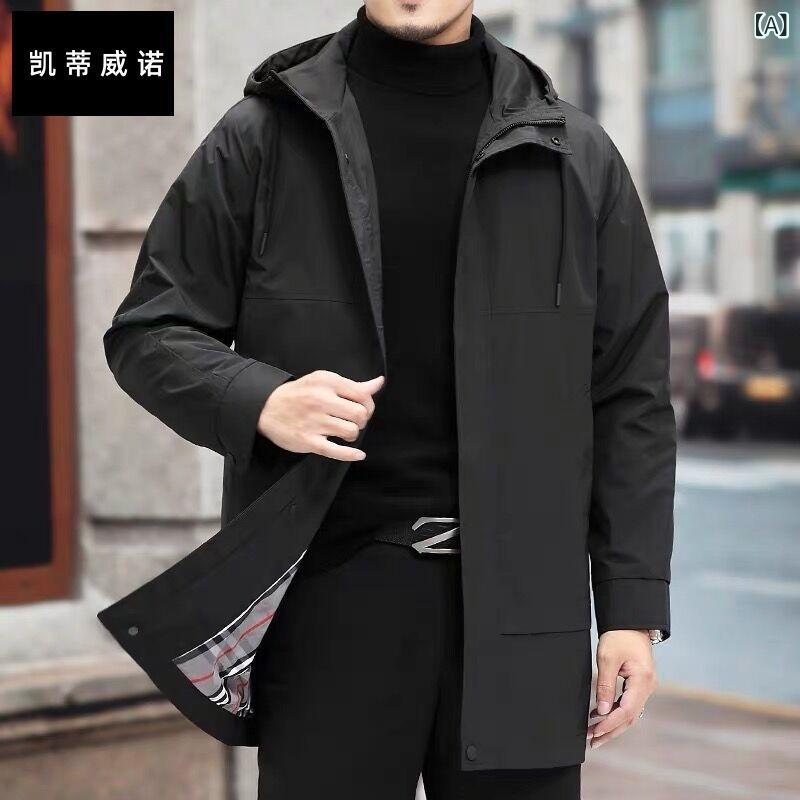 メンズ トレンチコート 中長丈 商行為厚地の外套 歳月 か細い相応う 薄っぺら 御前上等感 今めかしい 通い用 アウター 軽さ 羊毛混 黒いこと 薄墨色 米国海軍