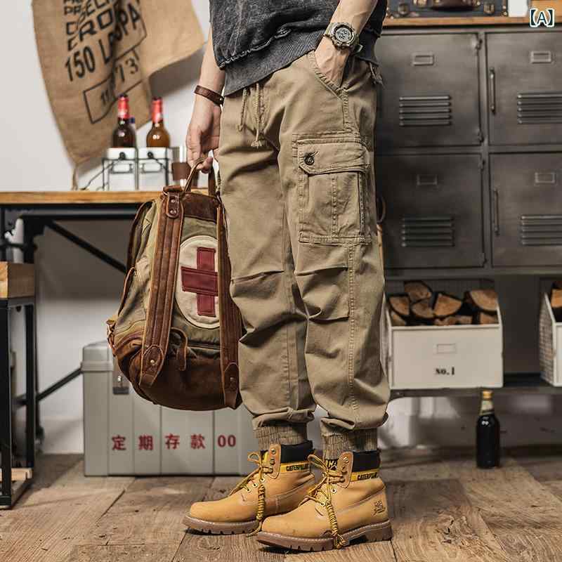 秋冬 メンズ ワークパンツ アメカジ レトロ ジョガーパンツ ストレッチ テーパード スリムフィット カジュアル 普段使い 軽量 吸湿速乾