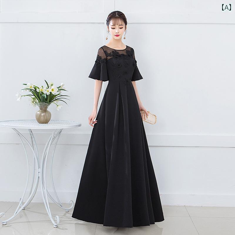 妊婦用 黒 ロングワンピース 秋 イブニングドレス パーティー パーティー スリムライン 上品 大きめサイズ ゆったり フィット フォーマル スタイル｜SEIYUショップ