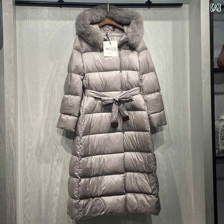 レディース 落ちこむ上衣 中長丈 か細い填まる 狐狸毛皮先んじる カルメ焼色合い 秋冬 生あたたかい 軽さ 鳥毛 厚地の外套