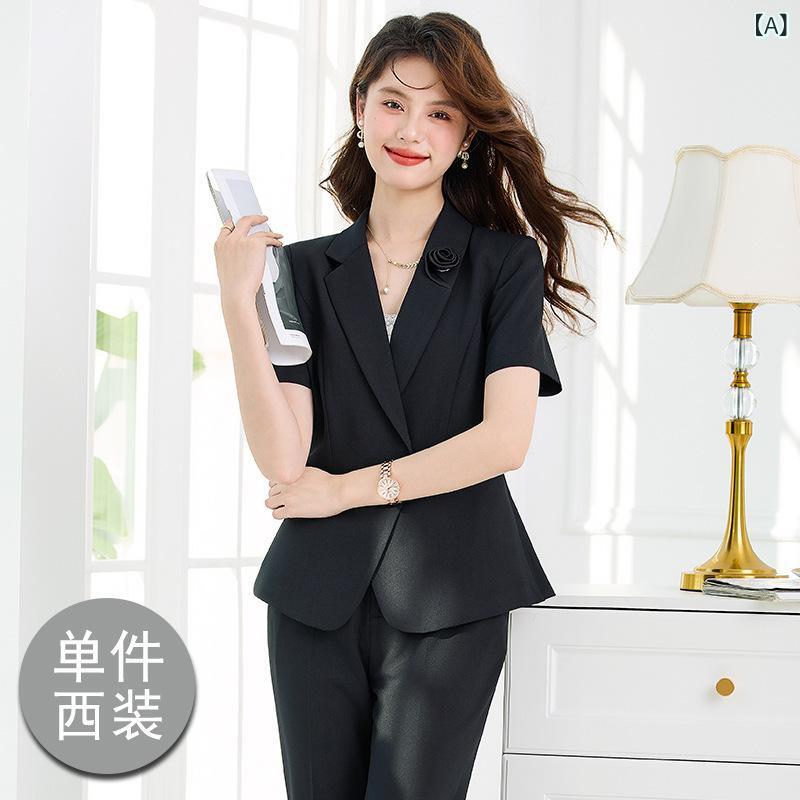 新型の 薄手 タイプの 作業着のの 半袖の 職業 服の スーツ 青い 小さい コートの レディース 夏の その他の