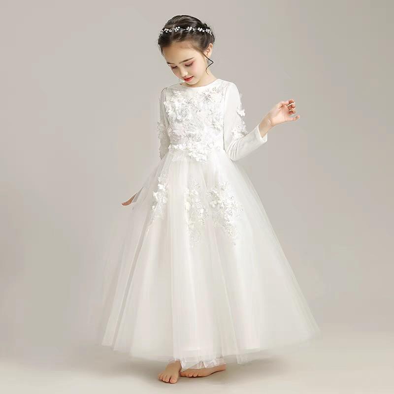 子供ドレス 女の子 ピアノ 発表会 結婚式 ロングドレス プリンセスライン チュールスカート 秋冬 長袖 子供服 キッズ 演奏会 コンクール 七五三 お呼ばれ 披露宴 フォーマル パーティー ジュニア 演出服 ステージ衣装