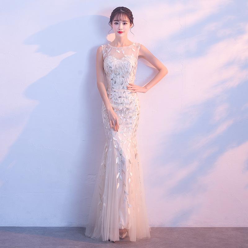 ロングドレス レディース マーメイドライン マキシ丈 シャンパンカラー パーティードレス 演奏会発表会結婚式二次会お呼ばれフォーマルワンピース披露宴イブニングドレスエレガント上品きれいめ大人フェミニンシンプルベーシック定番スタンダード