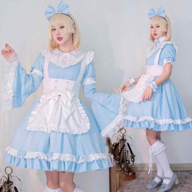 ロリータ御召しもの お手伝いさん服 コスプレ 衣裳 愛くるしい お嬢さん用 フラウンス  ホンブルグ帽原料品 ガーリー 表現スタイル 女子らしい ローマン的 幻想曲 主題メロディ 通年 当て嵌める 能力のある