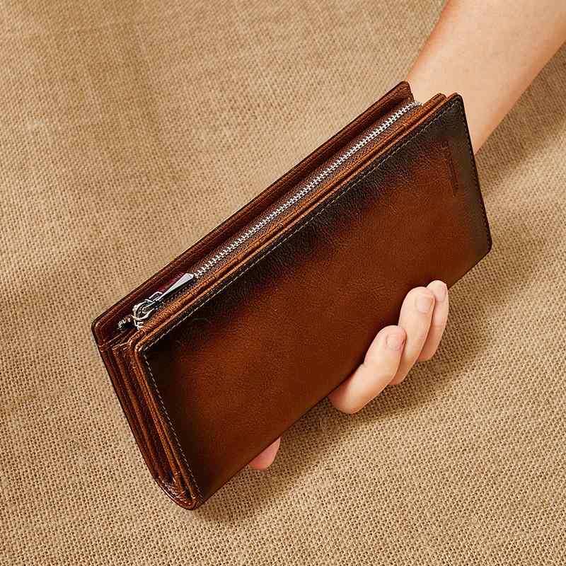 長財布 メンズ 革 大容量 ロングウォレット 牛革 レトロ ヴィンテージ カード入れ 札入れ 小銭入れあり ビジネス ギフト 贈り物 紳士 サイフ おしゃれ かっこいい 皮 レザー プレゼント 父の日 敬老の日