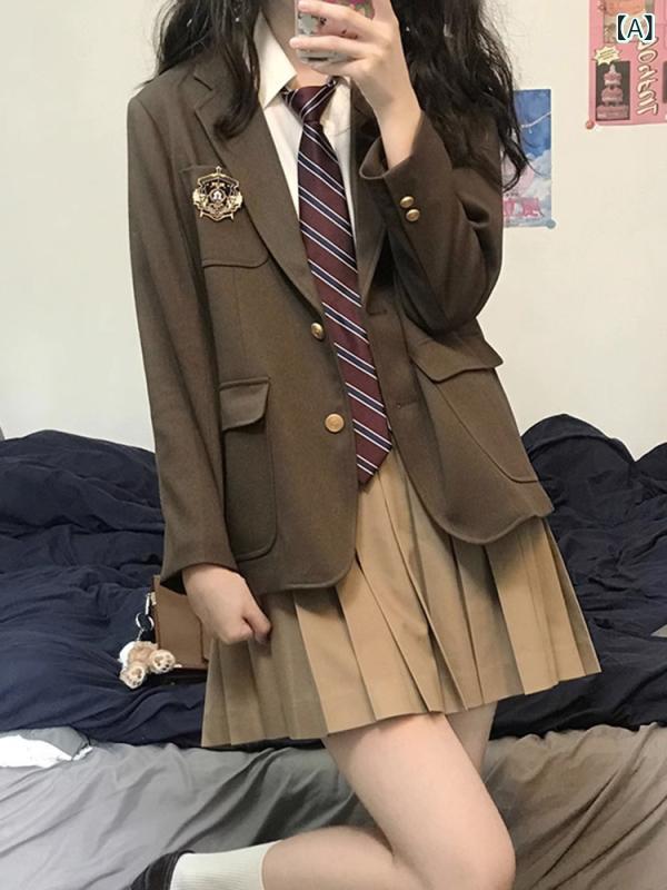 女子 JK制服 セット 韓国 学院 ブレザー プリーツスカート 秋冬 小柄対応 学生服 学校スタイル 通学用