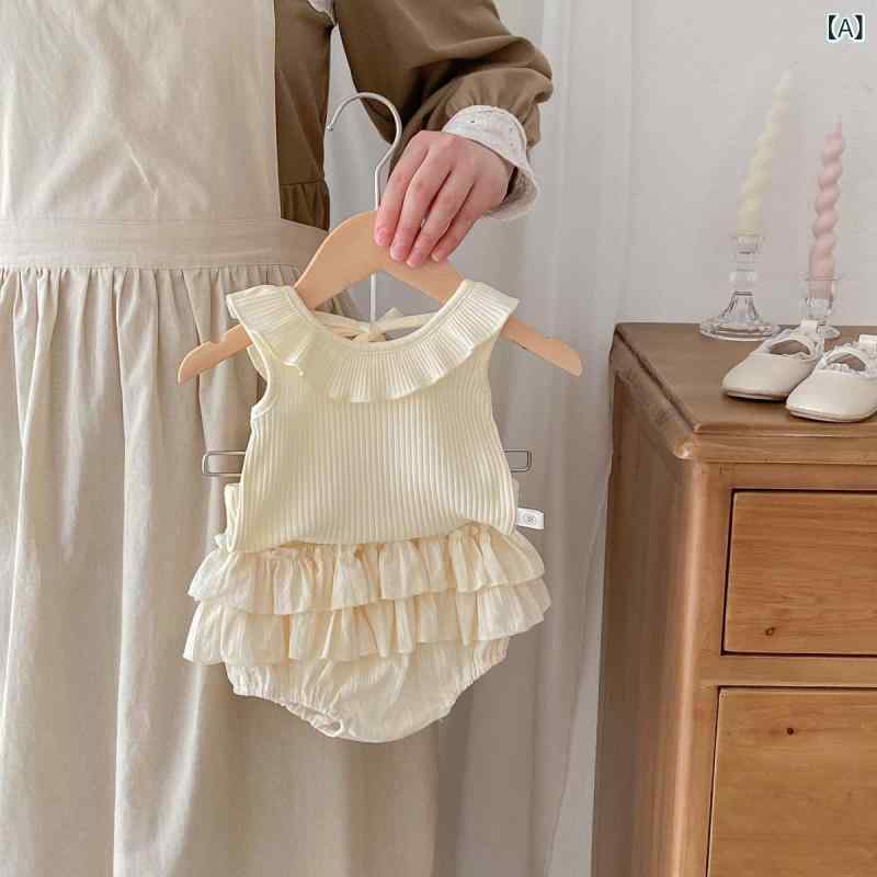 女の子 夏 ベビー かわいい 2点セット 背中出し ハートネック タンクトップ フレア ショートパンツ 綿素材 軽量 通気性 吸湿速乾 普段使い