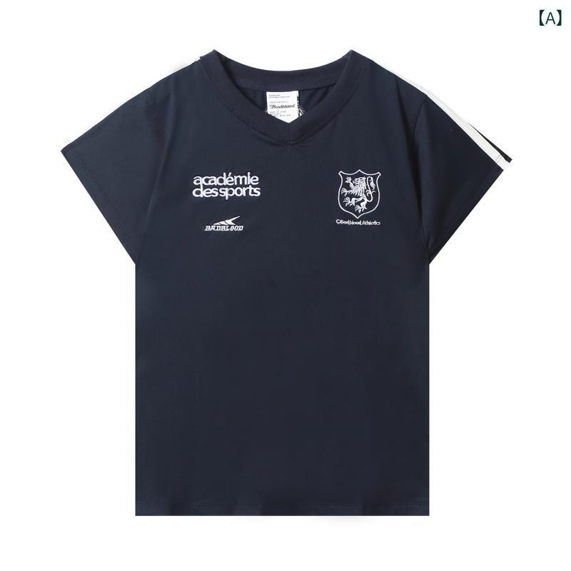 Tシャツ レディース 短袖 刺繍 アルファベット ロゴ プリント アメリカン レトロ ビンテージ スポーツ スタイル ジャージ スリム フィット セクシー ギャル トップス カジュアル 普段使い