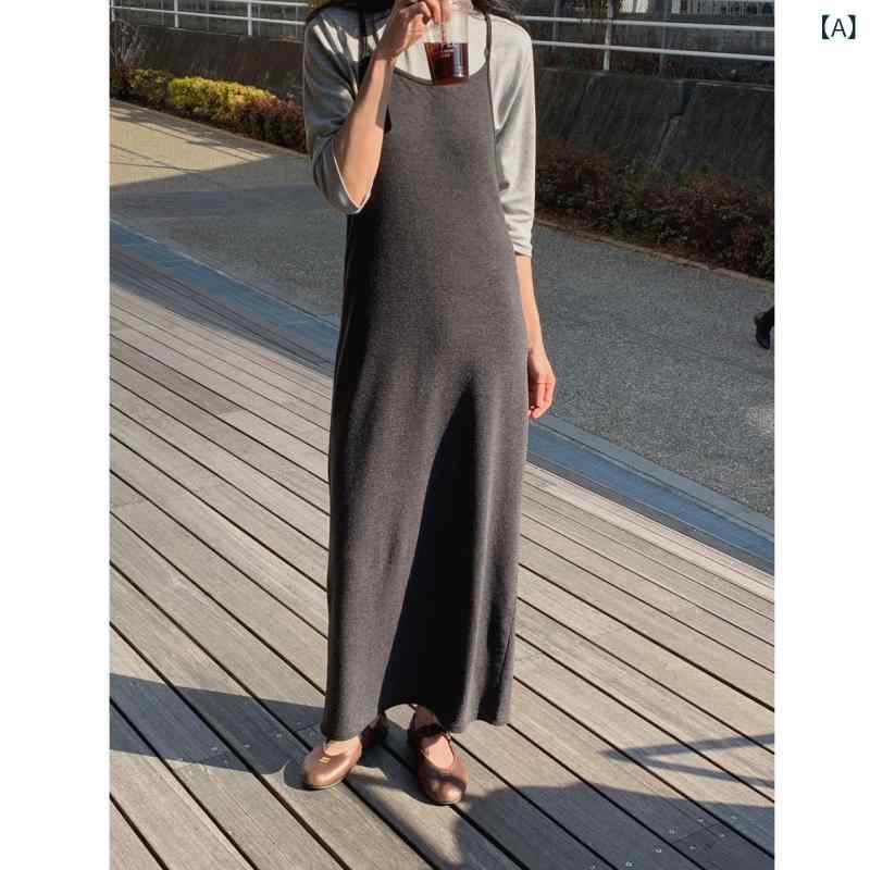 レディース 春夏 背中開き キャミソール スリット ワンピース 七分袖 Tシャツ セット 軽量 伸縮性 コットン混 素材 デイリー コーディネート