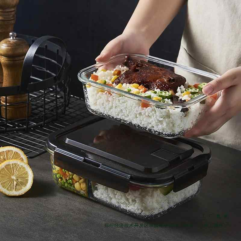 耐熱ガラス 弁当箱 通勤用 ランチボックス 電子レンジ対応 保鮮容器 マイクロ波加熱 食品保存 ガラス製 軽量 耐久性 シリコン蓋 漏れ防止 日常使い 職場向け 持ち運び便利