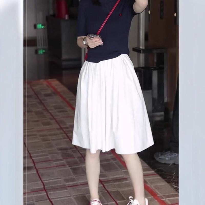 スカート レディース 夏 シンプル 白 フレア 花柄 ゆったり ハイウエスト ミディ丈 スリム効果 合わせやすい カジュアル 普段使い