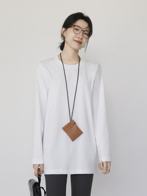 レディース ロング丈 長袖 Tシャツ クルーネック ゆったり カジュアル スリム効果 レイヤード インナー トップス 普段使い ルーズフィット 細身シルエット｜SEIYUショップ
