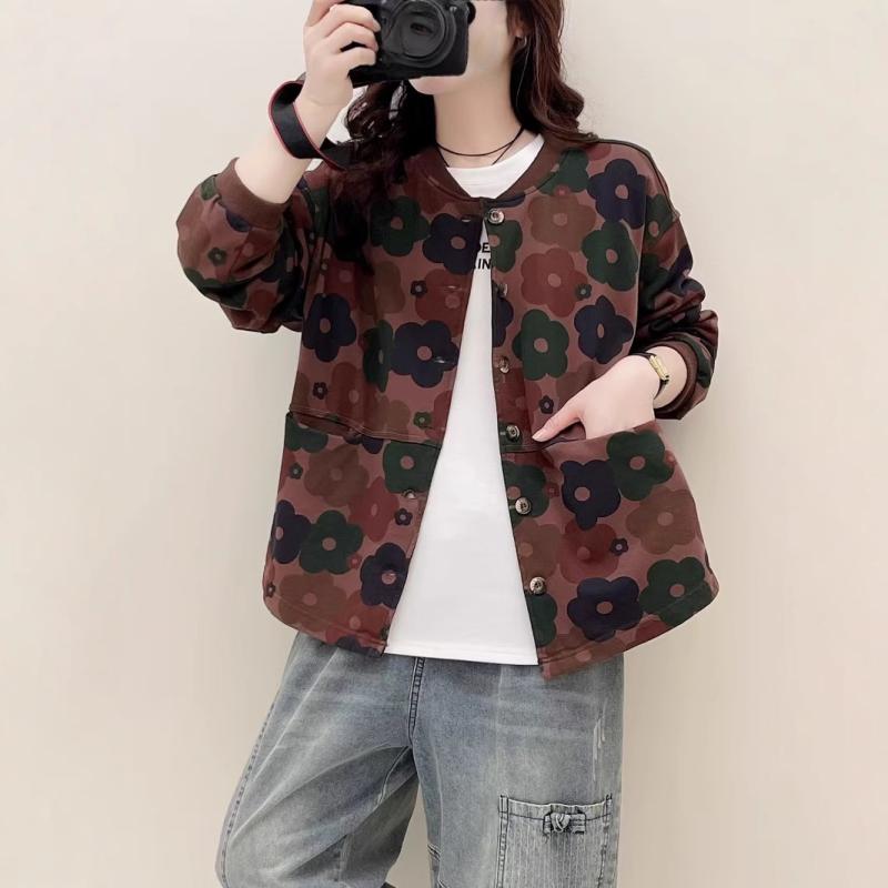 上衣 レディース 花柄 長袖 ゆったり 韓国 ベイスボール 心地好い 春夏 流行り物 トップス 開衫