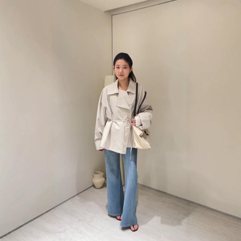 レディース 春 トレンチコート 中長丈 酉の方角シェイプ 三尺帯付き添い人 御前上等感 アウター 軽さ 今めかしい 影ぼうし 通し 通い用 普段使い
