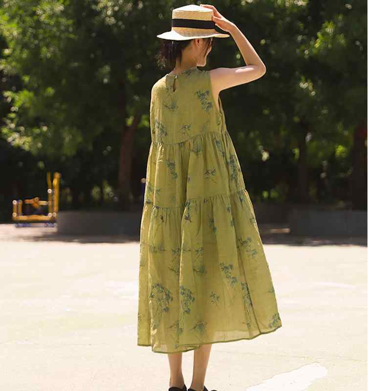 レディース ノースリーブ 衣裳 夏用 カラムシ 小花柄 レトロ 猥りがわしい 心地よい か細い 影ぼうし 軽さ 吸湿速乾 普段使い走り トップス お召しもの その他-日用品雑貨・文房具・手芸