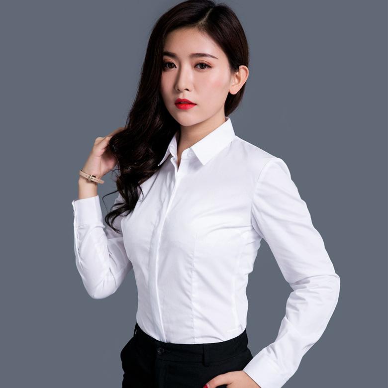 シャツ 女性用 長袖 白 通勤 スリム 小方襟 ビジネス 伸縮性 上品 トップス ブラウス 職業 フォーマル 軽量 快適