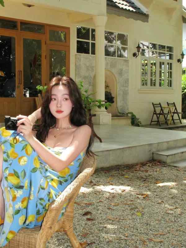 ワンピース レディース 夏 ロング キャミワンピース レモンプリント 花柄 フレンチスタイル ビーチ リゾート 優しい シルエット 軽量 吸湿速乾 通勤 普段使い