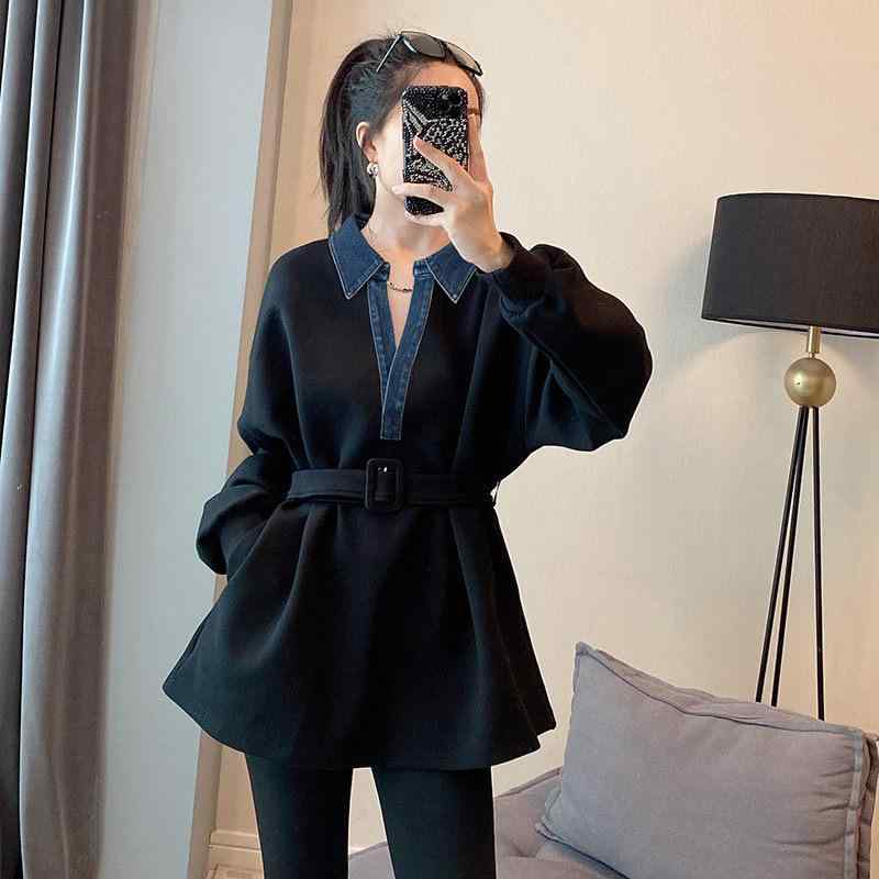 汗水 レディース ジーンズ ポロ襟 黒いこと か細い 酉の方角シェイプ 合わせ分かりやすい 綿織物混 春 トップス 心地よい 普段使い走り 流行り物 今めかしい